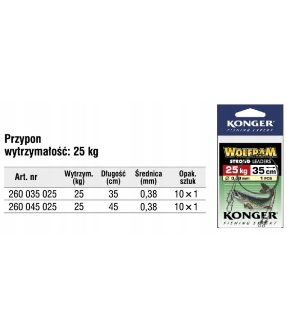 Przypon konger przypon na szczupaka suma wolfram 25 kg 45 cm