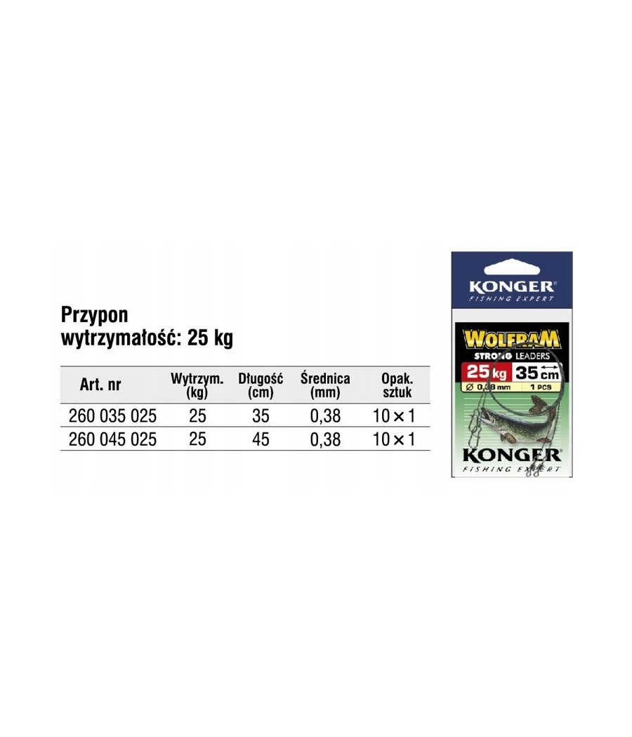 Przypon Konger wolfram 25 kg 35 cm