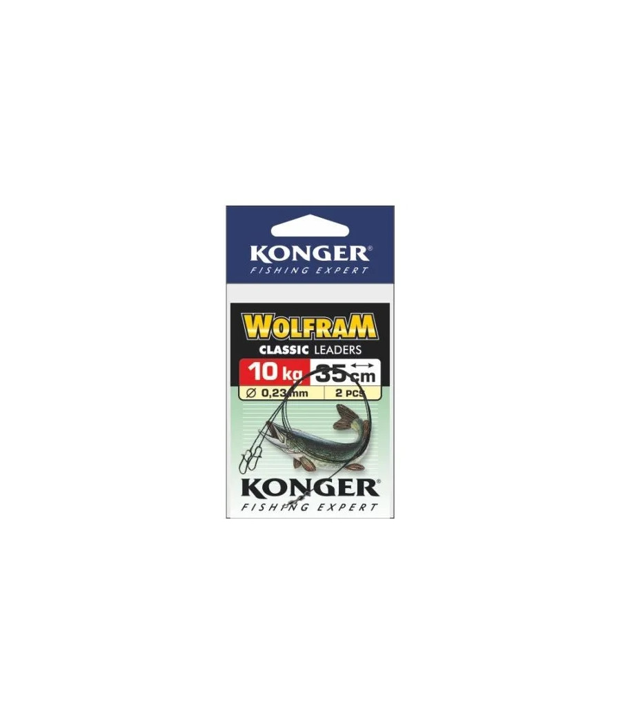 Konger przypon wolfram zielony 35 cm 10 kg 2szt. Konger przypon wolfram zielony 35 cm 10 kg 2szt.