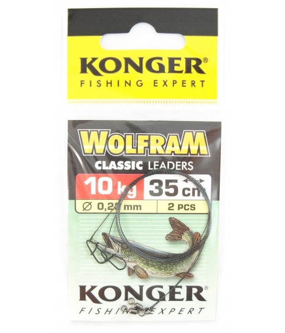 Konger przypon wolfram zielony 35 cm 10 kg 2szt.