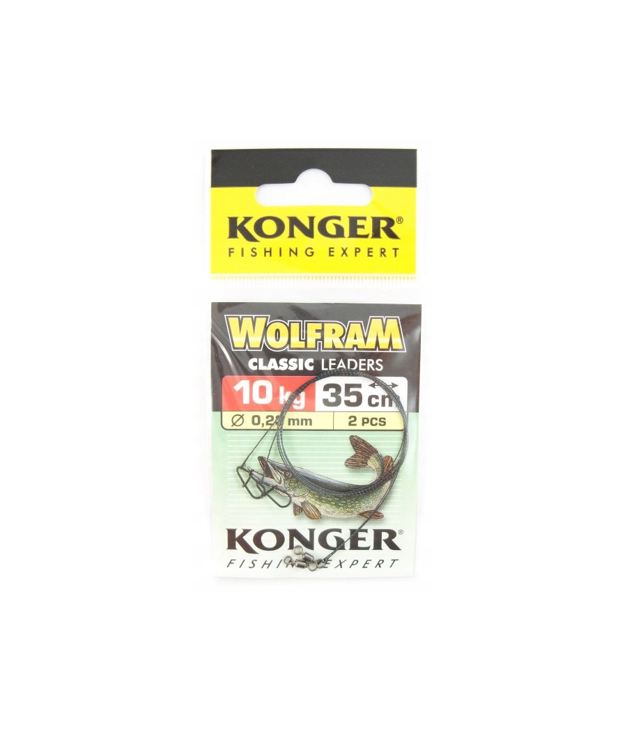 Konger przypon wolfram zielony 35 cm 10 kg 2szt.
