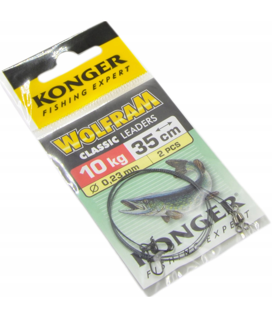 Konger przypon wolfram zielony 35 cm 10 kg 2szt.