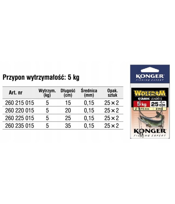 Przypon Konger Przypon wolfram 5 kg 20 cm