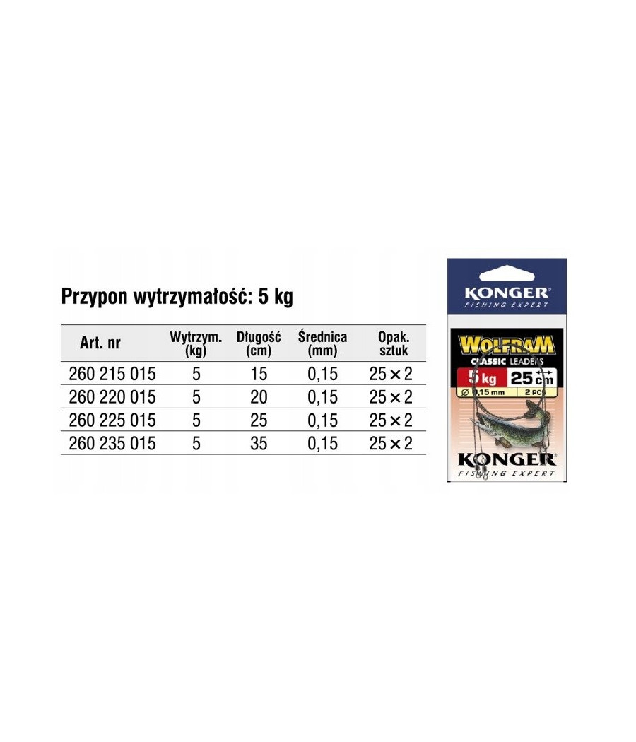 Przypon Konger Przypon wolfram 5 kg 20 cm