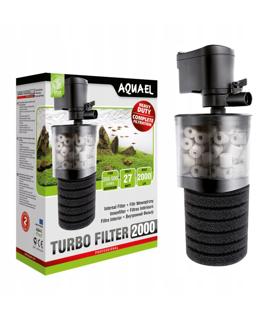 Filtr wewnętrzny gąbkowy Aquael Turbo 2000 biologiczny, mechaniczny
