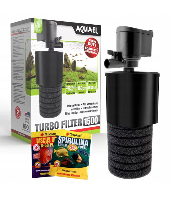 Filtr wewnętrzny gąbkowy Aquael Turbo 1500 biologiczny, mechaniczny