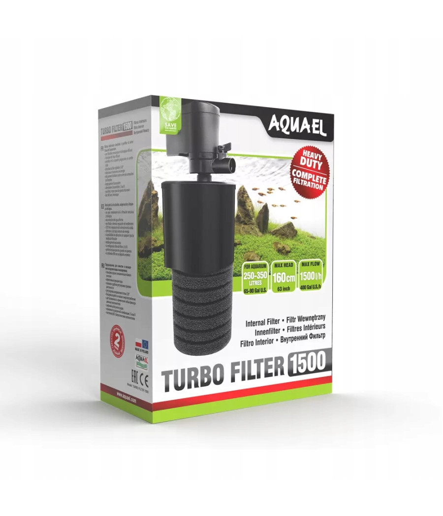 Filtr wewnętrzny gąbkowy Aquael Turbo 1500 biologiczny, mechaniczny