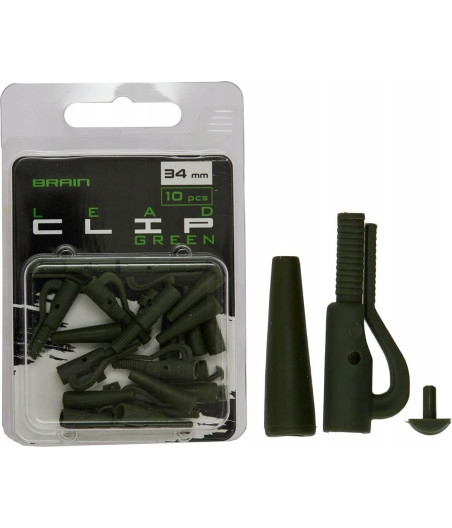 Bezpieczny klips z pinem Brain Lead Clip With Stopper 34mm Zielony