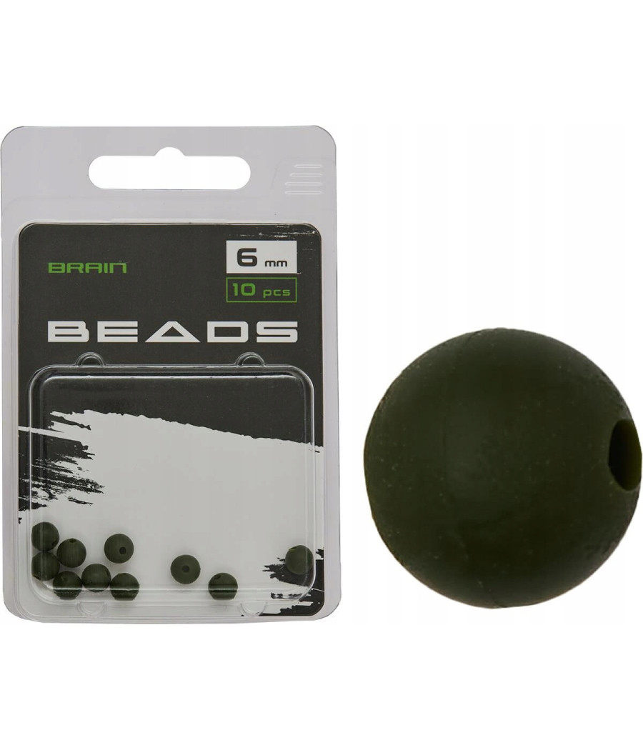 Koraliki gumowe Brain Beads Zielone 6mm 10szt