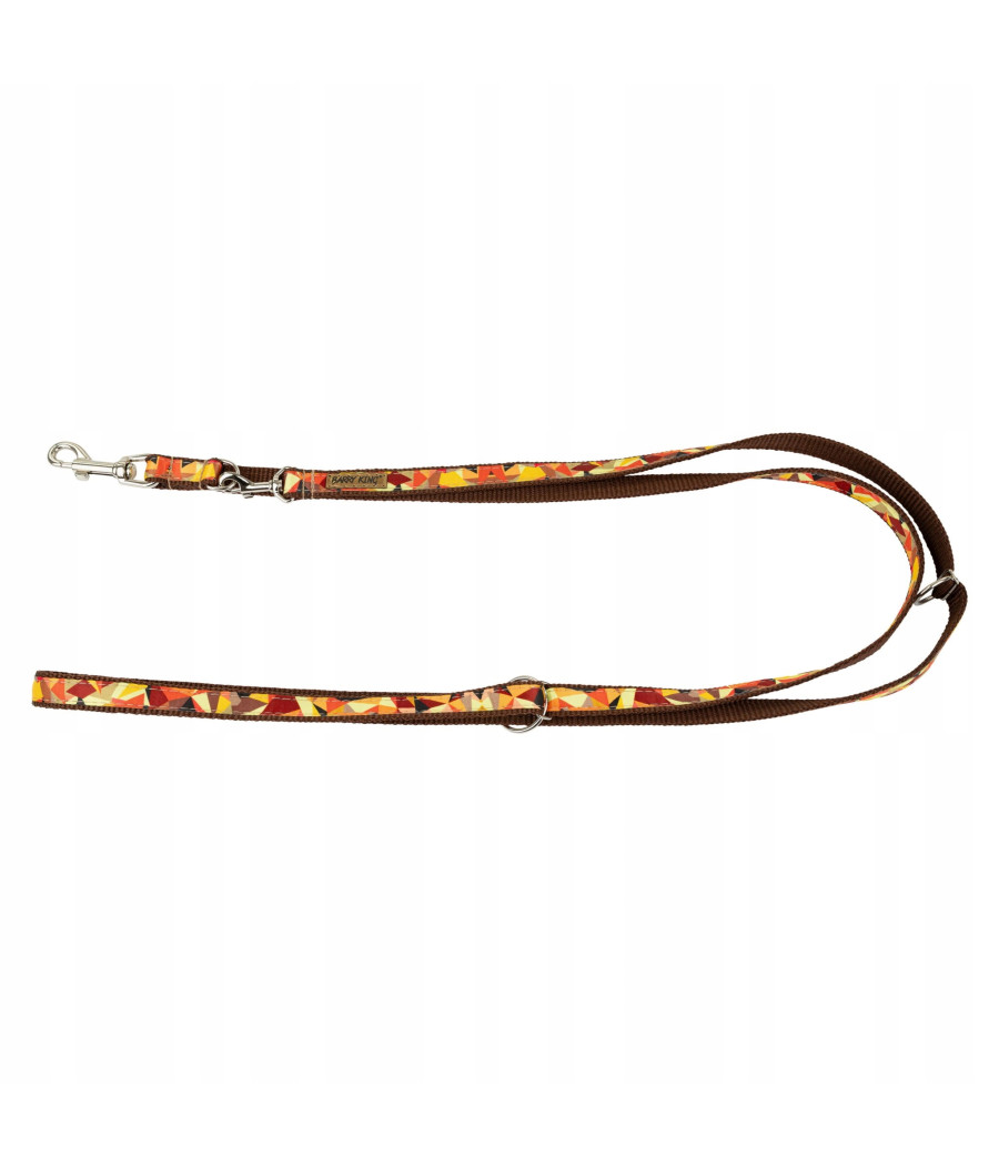 Smycz dla psa, wzór jesień, regulowana, taśma, 16MM/220CM brązowa