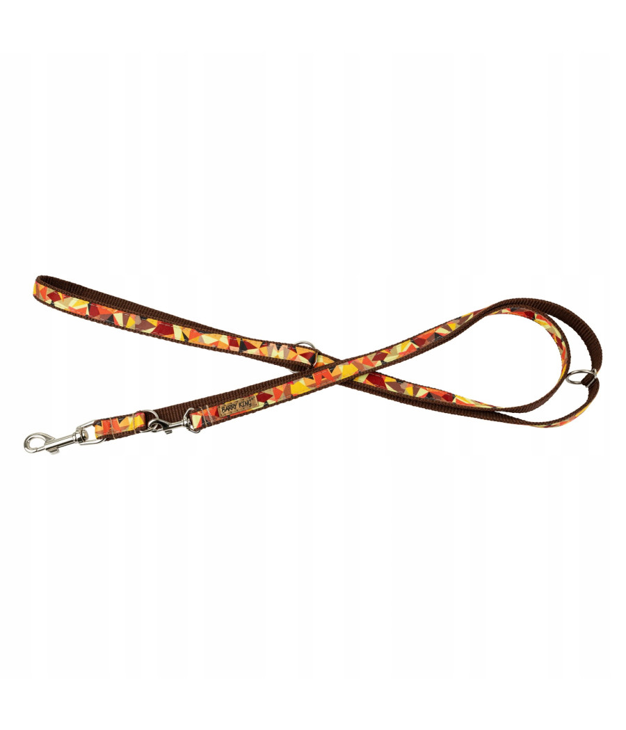 Smycz dla psa, wzór jesień, regulowana, taśma, 16MM/220CM brązowa