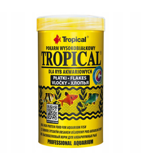 Pokarm wysokobiałkowy dla ryb Tropical płatki 50 g / 250ml
