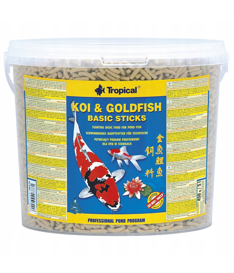 Tropical Koi&Goldfish Basic Sticks 5L - 430g Pokarm dla karpi Koi Tropical Koi&Goldfish Basic Sticks 5L - 430g Pokarm dla karpi Koi