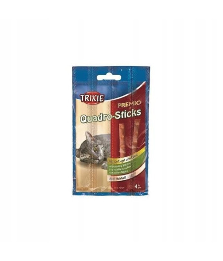Trixie Quadro-Sticks Kabanosy odkłaczające dla kota Drób i wątróbka 4 x 5g