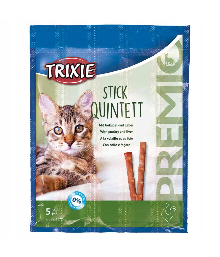 Trixie Quadro-Sticks Kabanosy odkłaczające dla kota Drób i wątróbka 4 x 5g