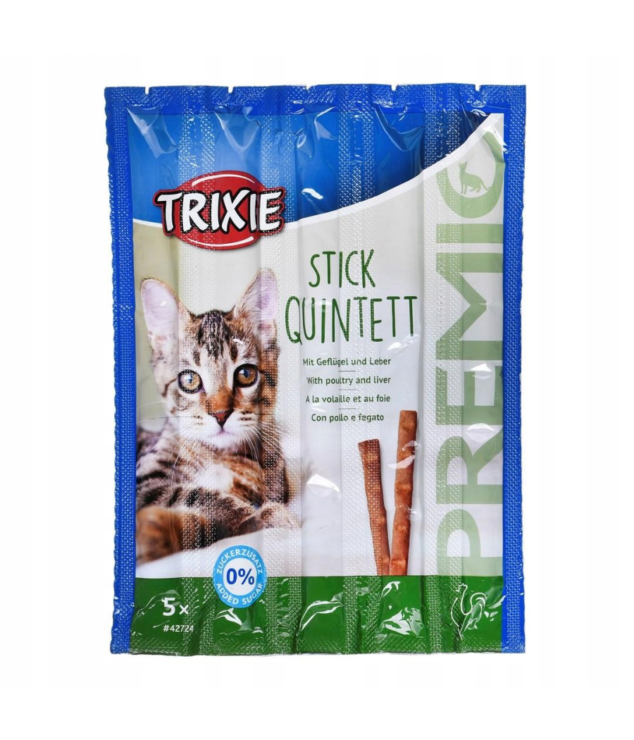 Trixie Quadro-Sticks Kabanosy odkłaczające dla kota Drób i wątróbka 4 x 5g
