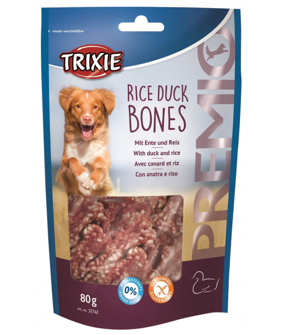 Trixie Premio Kości Ryżowe z kaczką przysmak 80g