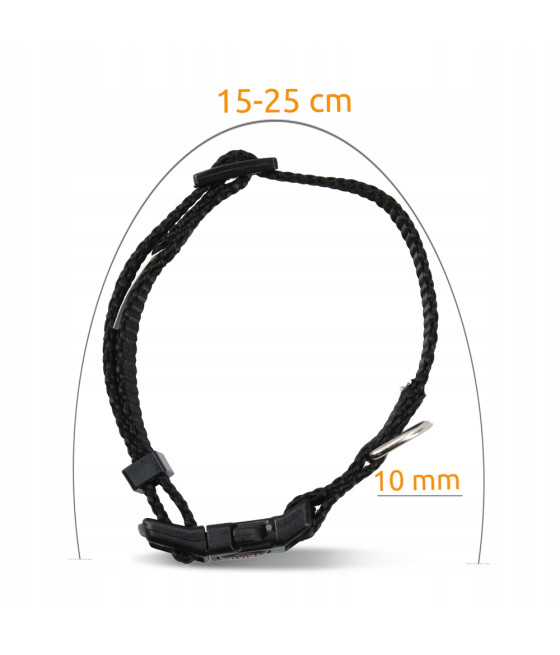 Obroża nylonowa 15 - 25 cm / 10 mm czarna