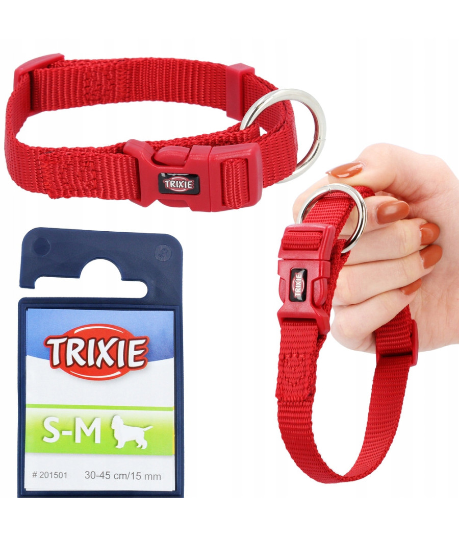 Trixie r. S/M Obroża nylonowa 30 - 45 cm / 15 mm czerwona