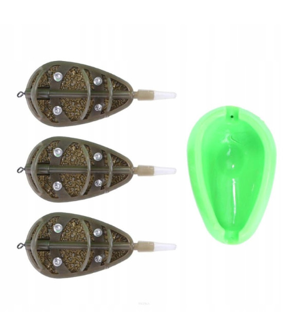 Zestaw koszyków FL Method Feeder 3+1 | 50g 60g 70g + foremka zanętowa