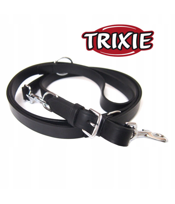 Smycz przepinana Trixie dla psów Active 200 x 2,2 cm skóra czarna