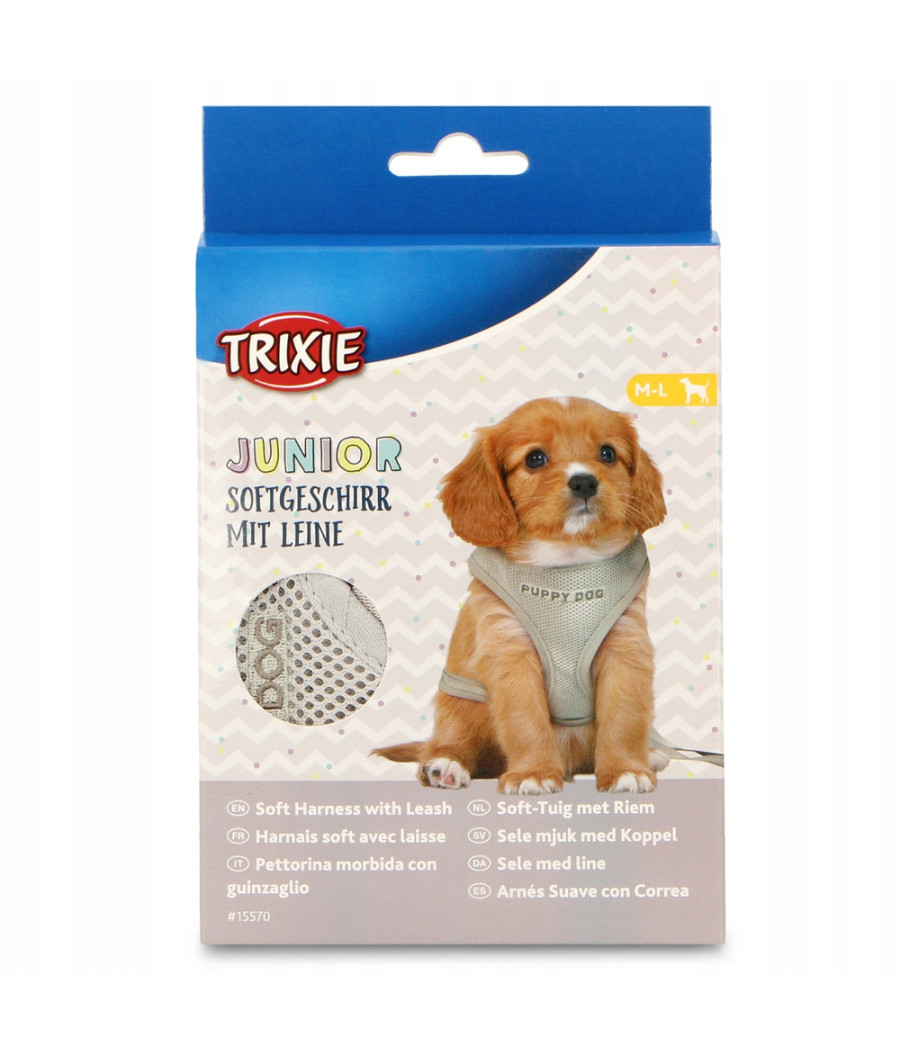 Trixie Miękkie szelki ze smyczą dla szczeniąt 36 - 50 cm / 10 mm 2 m