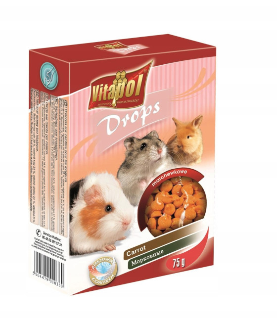VITAPOL Drops Dropsy dla gryzoni marchewka 75g