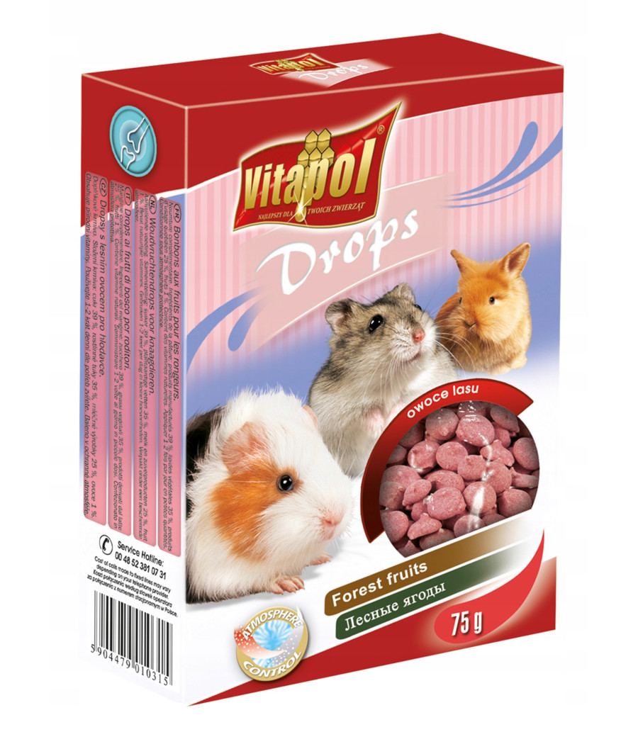 VITAPOL DROPSY DLA GRYZONI OWOCE LASU 75g