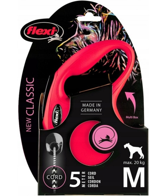 FLEXI Smycz Automatyczna New Classic M Linka 5m do 20kg Czerwona