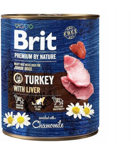BRIT PREMIUM BY NATURE PIES TURKEY & LIVER 0,8 KG