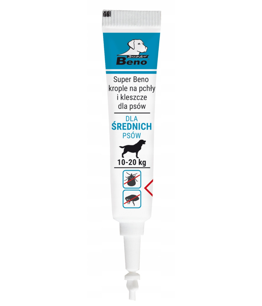 SUPER BENO Krople na pchły i kleszcze Psy 10-20kg - 10 ml