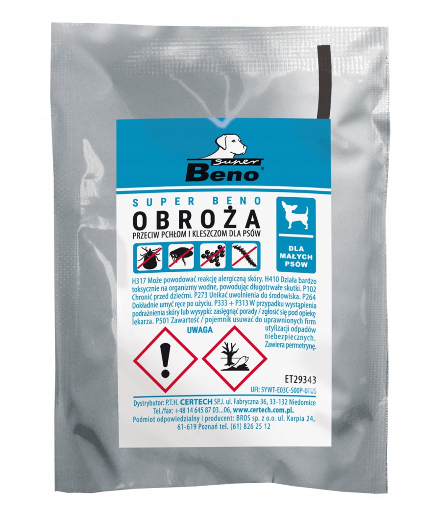 SUPER BENO OBROŻA PRZECIW PCHŁOM I KLESZCZOM DLA MAŁYCH PSÓW