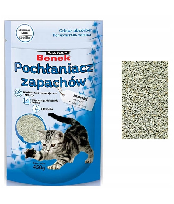 Super Benek Pochłaniacz zapachów do kuwet - MORSKI 450g