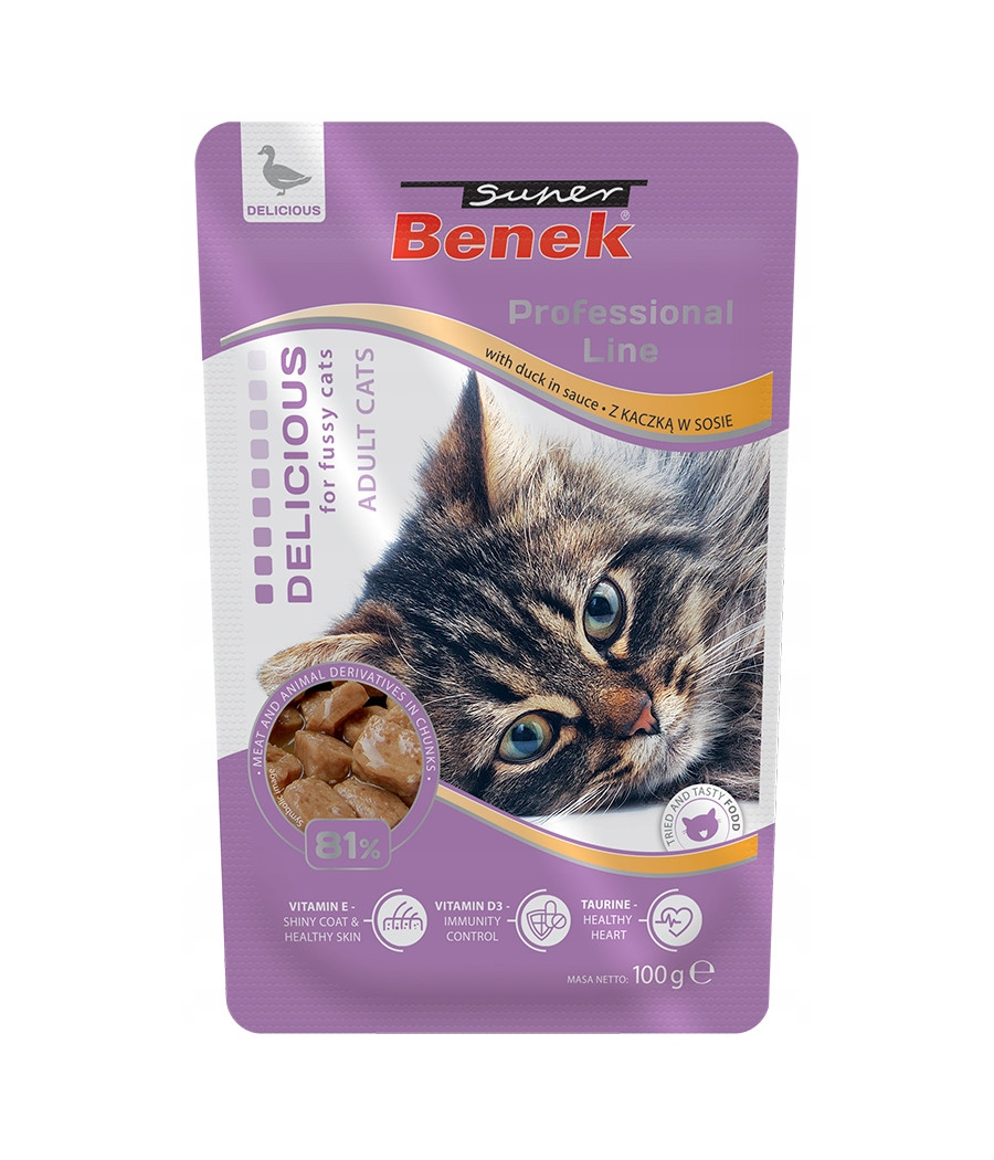 Super Benek DELICIOUS Saszetki dla kota Kaczka w Sosie 24x100g Super Benek DELICIOUS Saszetki dla kota Kaczka w Sosie 24x100g