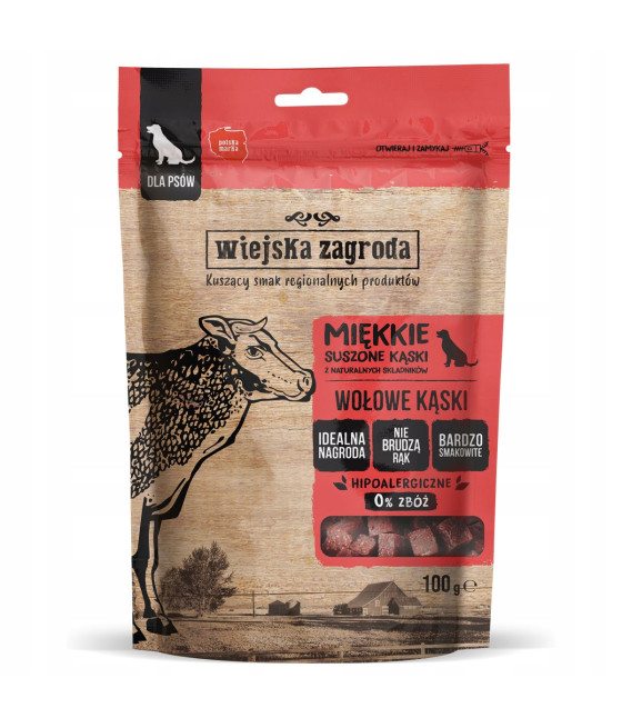 Wiejska Zagroda Przysmak Wołowe Kąski 100g PRZEKĄSKA DLA PSA
