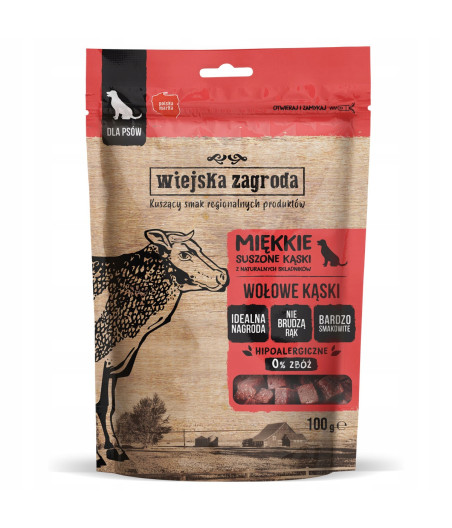 Wiejska Zagroda Przysmak Wołowe Kąski 100g PRZEKĄSKA DLA PSA