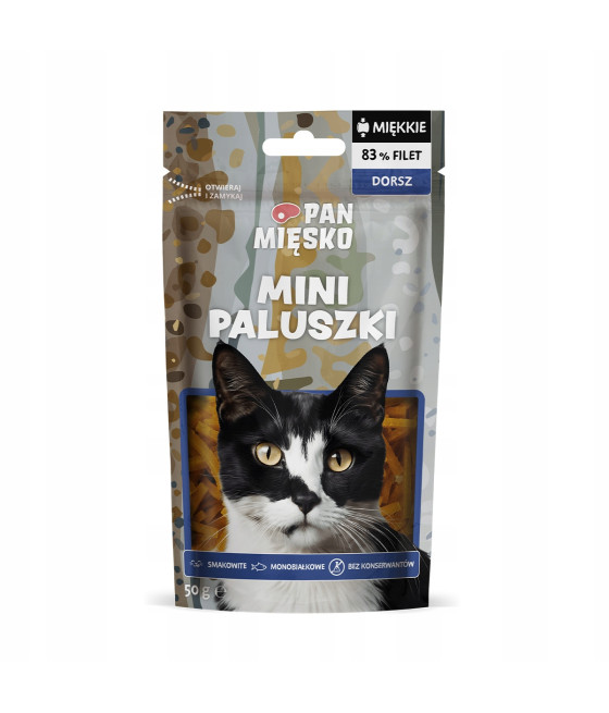 Przysmak dla kota Pan Mięsko Mini paluszki Dorsz 50g