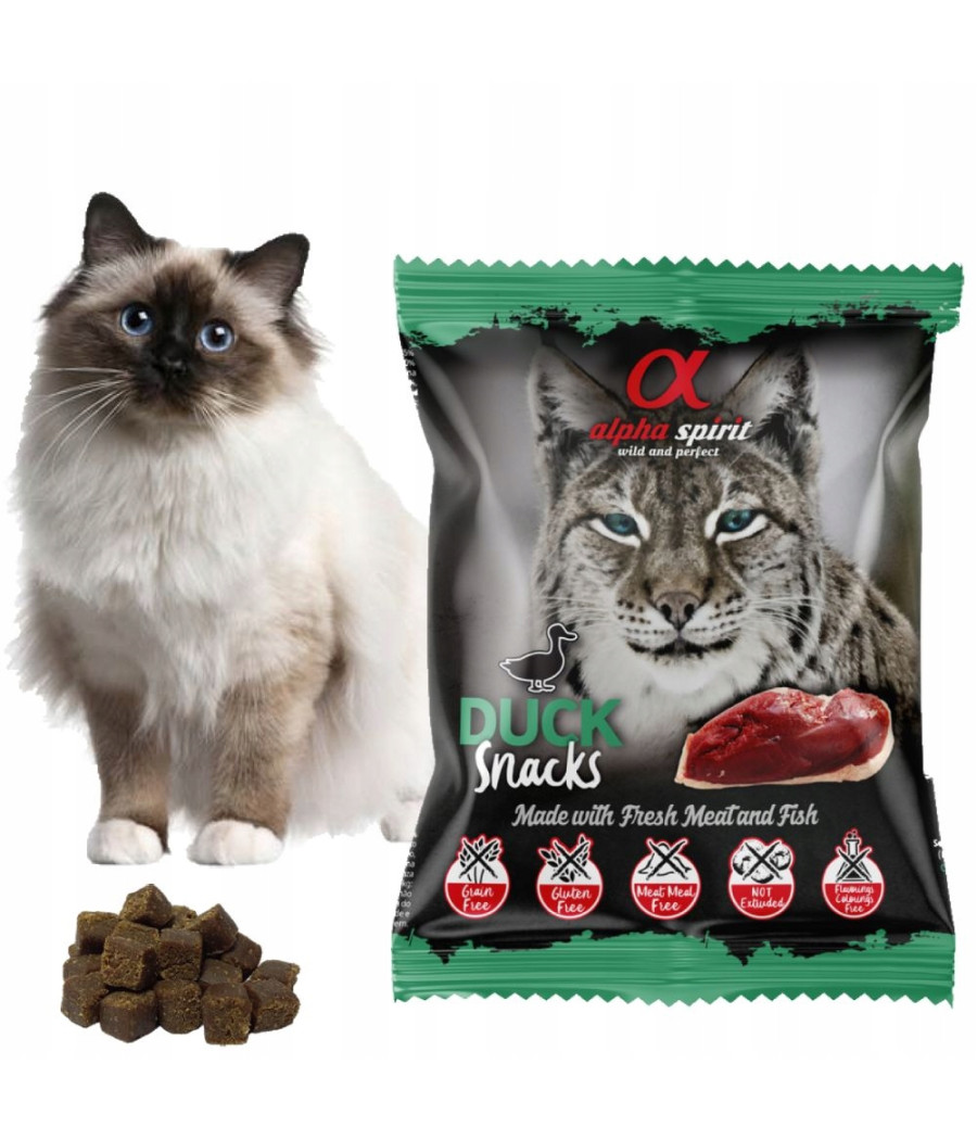 ALPHA SPIRIT Smakołyki dla kota kostki KACZKA 50g