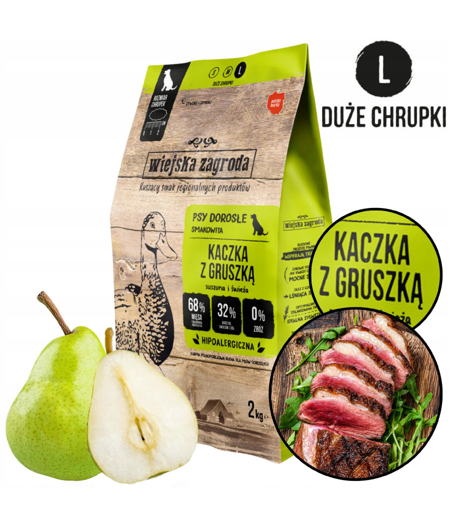 Wiejska Zagroda Karma sucha dla psa KACZKA GRUSZKA WARZYWA Duże rasy L 2kg