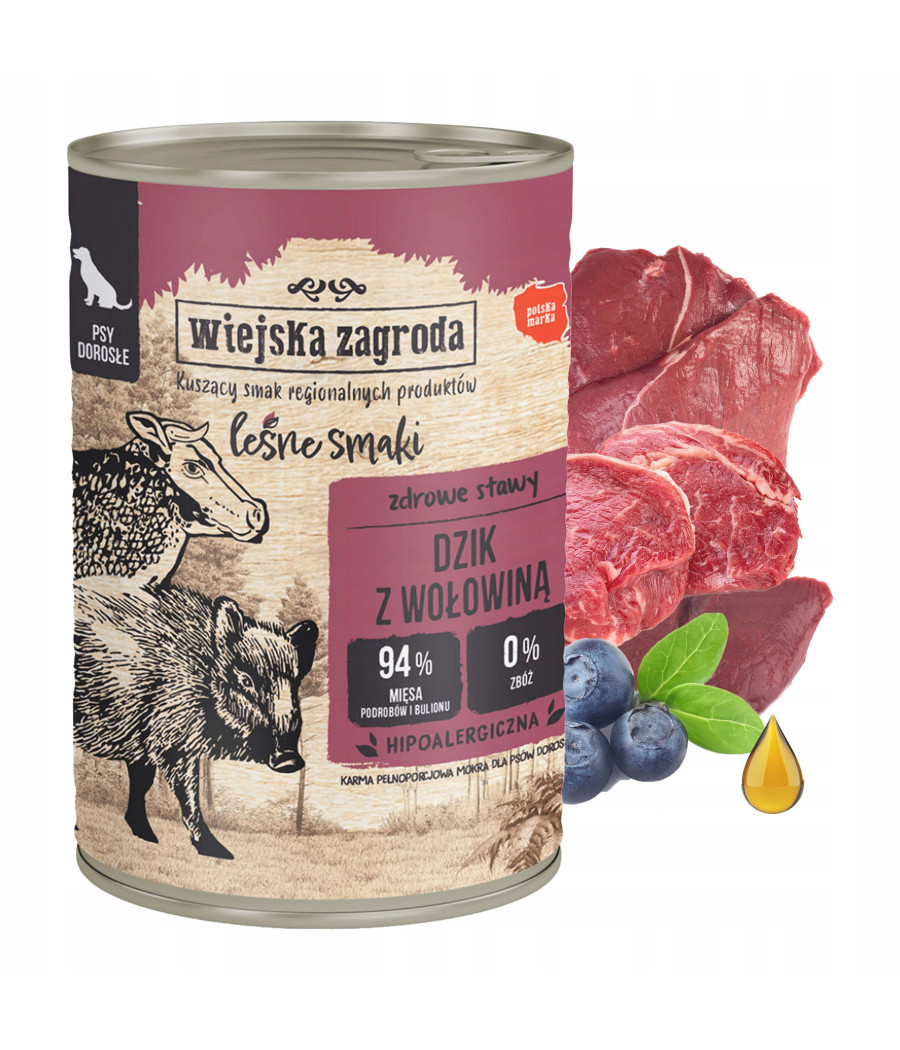 WIEJSKA ZAGRODA LEŚNE SMAKI DZIK WOŁOWINA 400 G