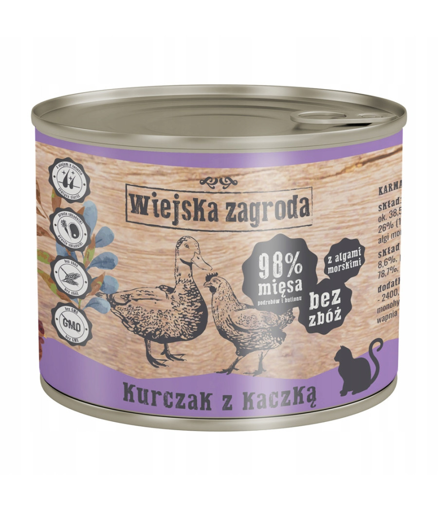 Wiejska Zagroda Kurczak z Kaczką 200g puszka kot Wiejska Zagroda Kurczak z Kaczką 200g puszka kot