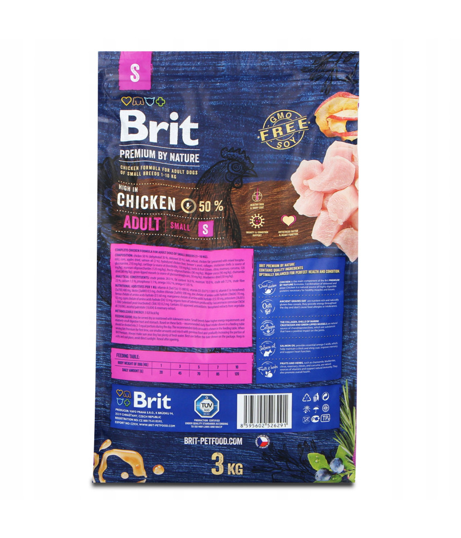 BRIT Premium By Nature Adult Small S Chicken 3 kg