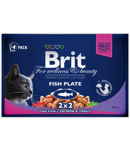 BRIT Fish plate saszetka zestaw 4 sztuk x100g