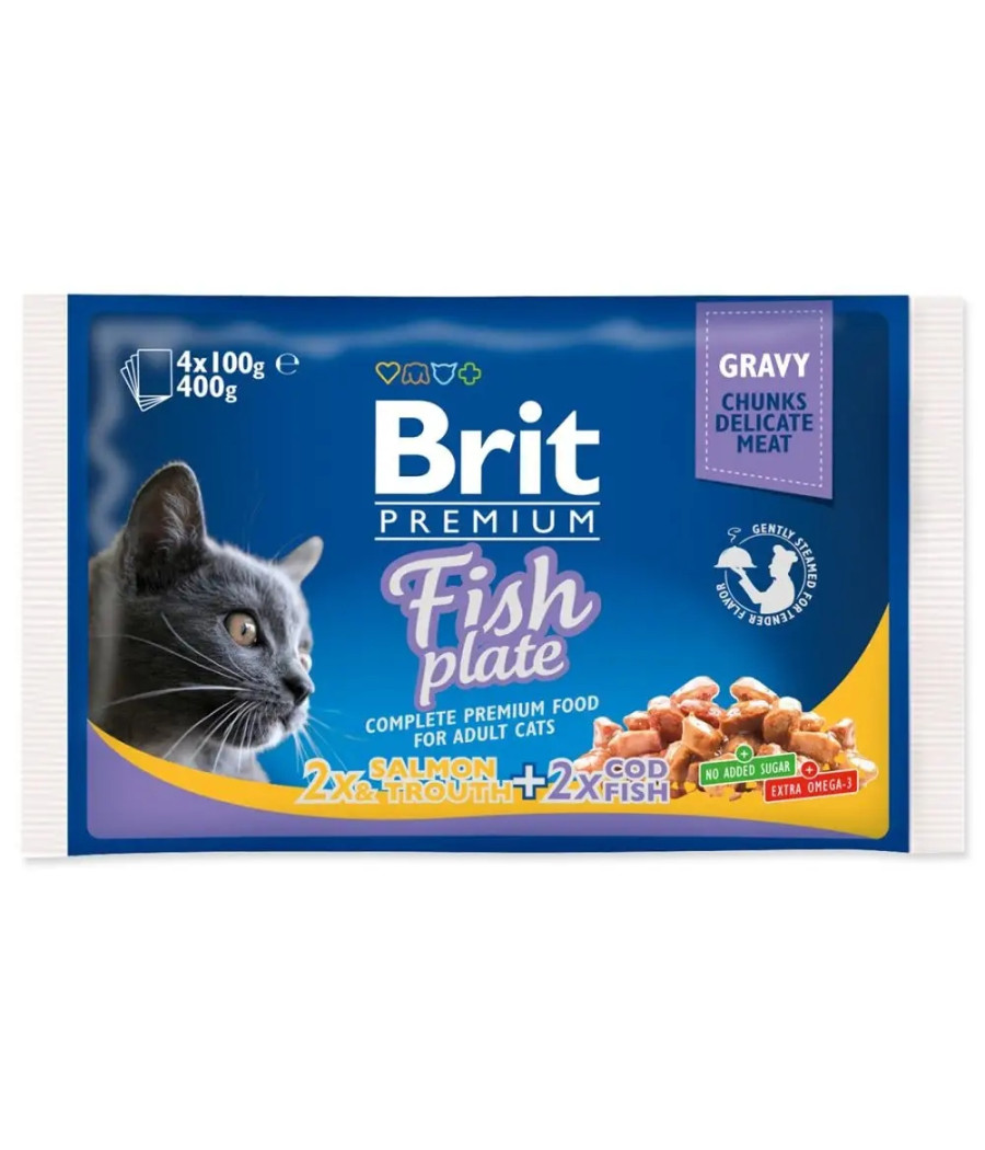 BRIT Fish plate saszetka zestaw 4 sztuk x100g