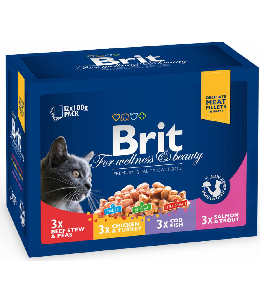 Brit Premium CAT Pouches Family Plate Mokra Karma dla Kota 12x100g