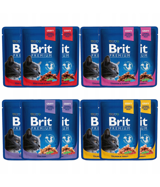 Brit Premium CAT Pouches Family Plate Mokra Karma dla Kota 12x100g