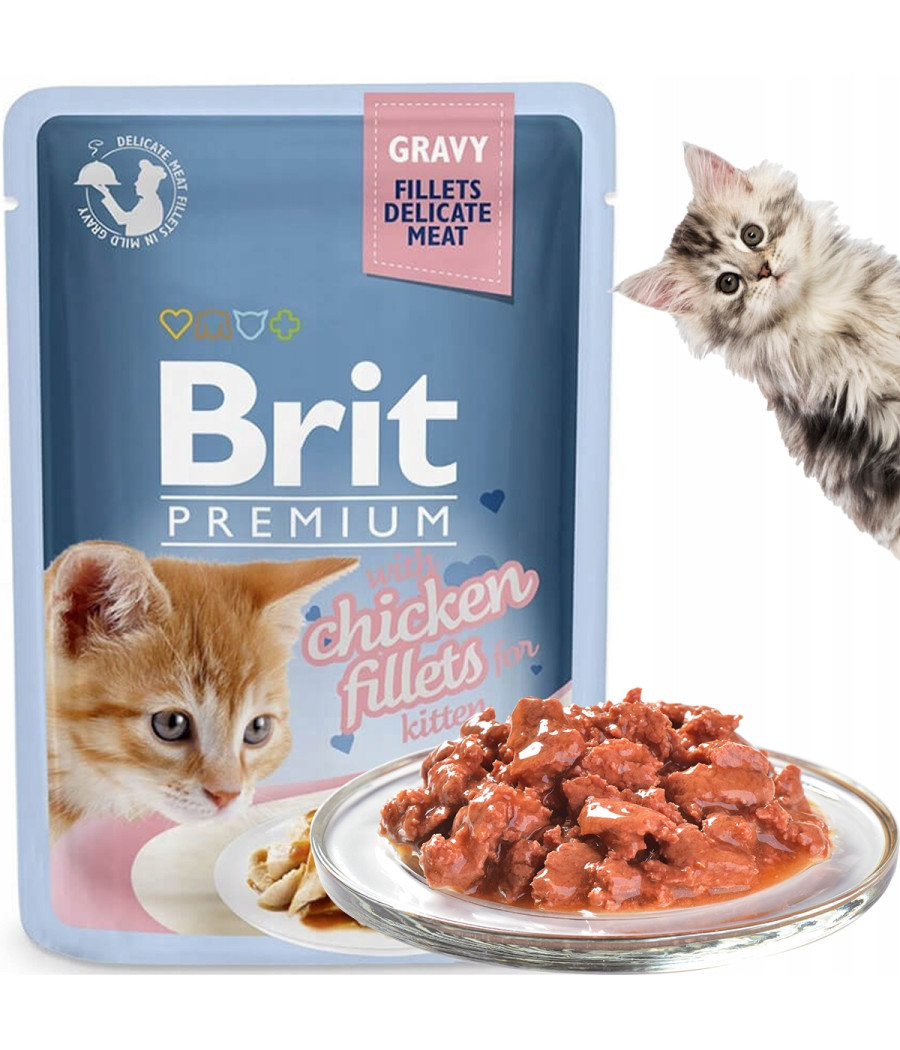 Brit Premium CAT Gravy Fillets Kitten Chicken 85g dla kociąt
