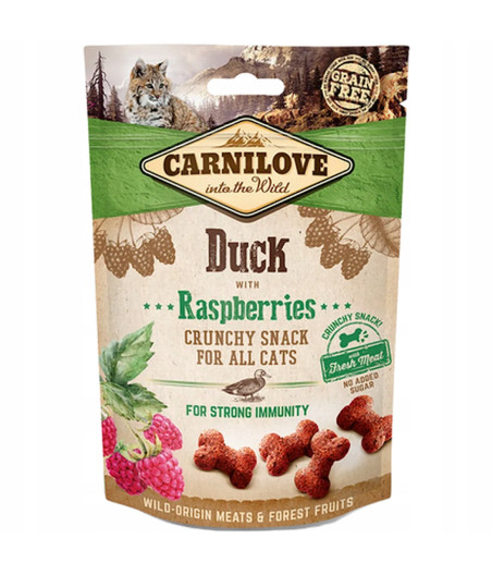 CARNILOVE SMACZKI PRZYSMAK DLA KOTA SNACK FRESH CRUNCHY KACZKA MALINY 50g
