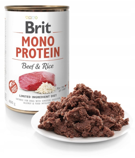 BRIT MONO PROTEIN BEEF&RICE PUSZKA DLA PSA Z WOŁOWINĄ I RYŻEM 400G