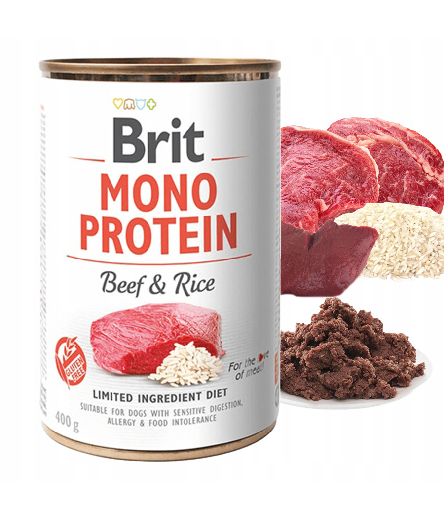 BRIT MONO PROTEIN BEEF&RICE PUSZKA DLA PSA Z WOŁOWINĄ I RYŻEM 400G